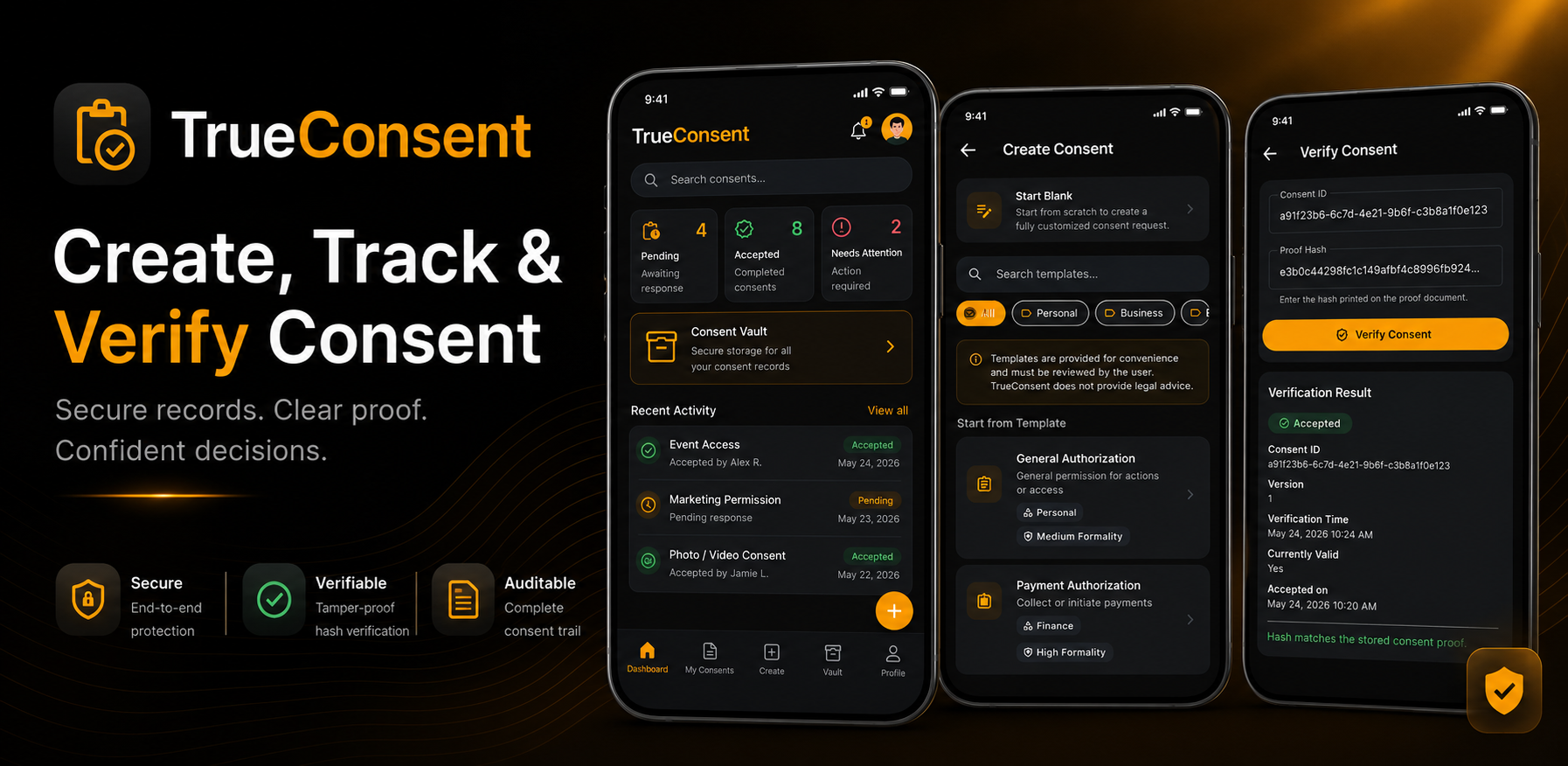TrueConsent digital signature screen